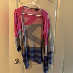 Signature Studio Pink and Gray Geometric Cardigan XL - Winter, Fall, Colorful